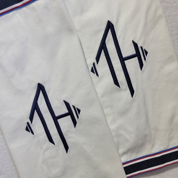 Tommy Hilfiger Pair Of Canvas Toss Pillow Covers Cases Monogrammed 20" Square - Picture 2 of 8